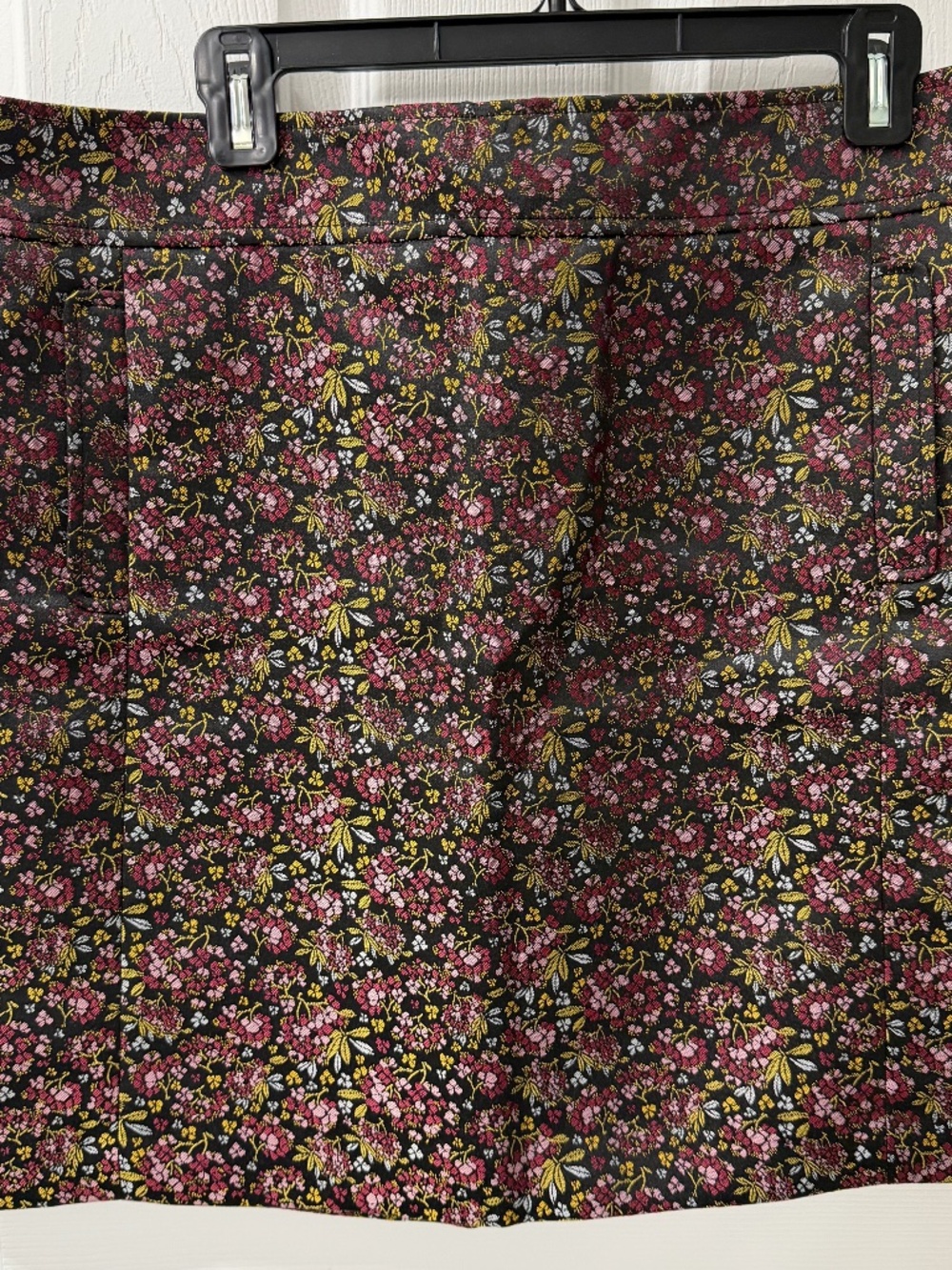 LOFT Floral Jacquard Pencil Skirt Black Pink Gold Size 14 NWT